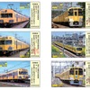 「黄色い電車記念乗車券」のイメージ。2000系など車体を黄色く塗った車両の写真が券面にデザインされている。
