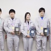 第53回技能五輪全国大会 マツダ所属選手の入賞者（左から久保田さん、藤田さん、山本さん、只重さん、竹田さん）