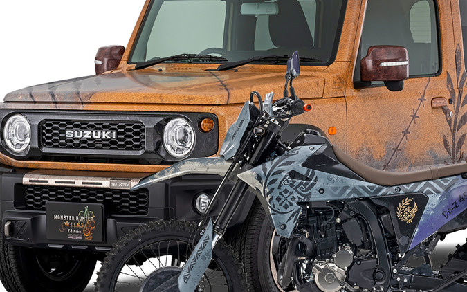 「これは欲しすぎる…」スズキ『ジムニーノマド』と『DR-Z4S』の『モンスターハンター』コラボ仕様に話題沸騰！ 画像