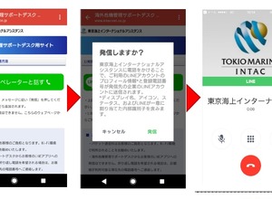 LINEの無料通話を活用した事故連絡や顧客支援のイメージ