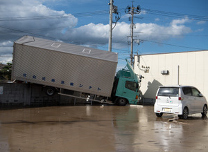 平成30年7月豪雨（7月8日、岡山県倉敷市）　(c) Getty  Images