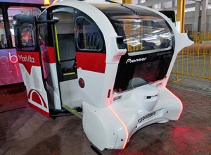 パイオニアは3D-LIDARでITS世界会議2019に参加。車両は自動運転のソフトウェアを開発するベンチャー企業「Moovita」とシンガポールの公共機関「SMRT」と協業した