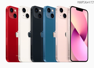 iPhone 13および13 miniは5色展開。新色として「ピンク」「スターライト」が加わっている