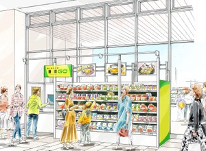 東北自動車道の蓮田サービスエリア（上り線）の省スペース型の無人販売店「蓮田GO」のイメージ