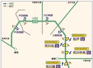 東京外環道、千葉県内の4つのインターチェンジがETC専用に