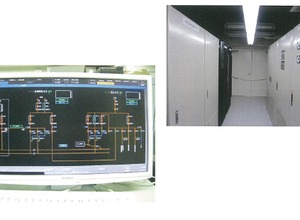 総合指令所の運行表示板（左）と指令所機器室（右）。各種システムの2重化により保安度を向上したという。