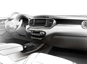 新型 キア ソレント のインテリアの予告スケッチ