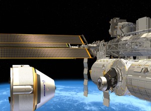 国際宇宙ステーションに接続するCST-100のイメージ