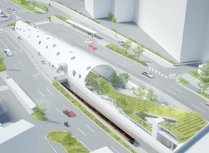 アストラムライン新白島駅の完成イメージ。同駅の開業にあわせ3月14日にダイヤ改正を行う。