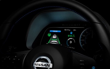 日産 リーフ 次期型、コクピットを公開…プロパイロット作動!! 画像
