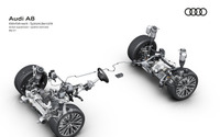 アウディ A8 新型、頭脳を持ったサスペンション採用…ホイールにモーター内蔵 画像