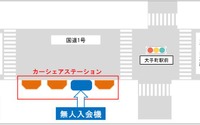 道路上のカーシェアリング社会実験、ステーションに無人入会機設置 画像