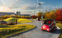 GMの超小型EV、EN-V…中国-シンガポール「エコシティ」でデモ走行 画像
