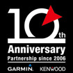 JVCケンウッドとガーミン社の協業10周年の記念ロゴ