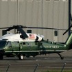 広島の夕陽に照らし出されるVH-60Nプレジデントホーク。大統領が搭乗すると「マリーンワン」と呼称される。