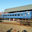 新金谷に搬入されたJR北海道の14系客車。6月11日までに4両が搬入される。