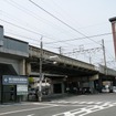 新駅の予定地（2015年4月時点）。高架橋の線路に2面のホームが設置される。