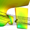 船体周りの流れの数値シミュレーション（イメージ）