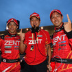 #38 RC Fの（左から）立川祐路、高木虎之介監督、石浦宏明。