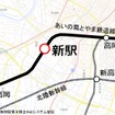 高岡～西高岡間の新駅の位置。2018年春の開業が予定されている。