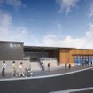 春木駅（西駅舎）の完成イメージ。1月14日から使用を開始するのは改札口付近（左）のみで、商業施設（右）などの工事が終了するのは2018年3月末になる予定だ。
