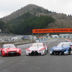 今季のGT500を戦う3車種、GT-R、LC500、NSX-GT。