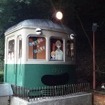 鞍馬駅に展示されている21号も再び「偽叡山電車」の装飾が施される。写真は前回装飾時の様子。