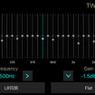 クラリオン・フルデジタルサウンドの「イコライザー調整」画面。