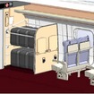 車内に設置される荷物置場（普通車）のイメージ。一部の座席を撤去してスペースを捻出する。