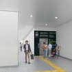 有楽町駅の国際フォーラム口と中央口を結ぶ改札内通路のイメージ。