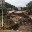 日田彦山線の大行司～宝珠山間。福井橋りょう盛土・軌道が流失した。