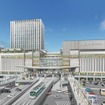 広島駅南口広場への乗入れイメージパース。複数の電車の待機が可能となる模様。