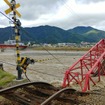 橋脚の一部が流され損壊した上田～城下間の千曲川橋梁。