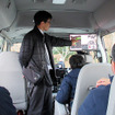 播磨科学公園都市（兵庫県上郡町）で12月5～9日に実施される自動運転バス公道実証実験（画像は初日のようす）
