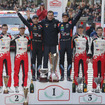 2020年WRC開幕戦の表彰式、トヨタが2-3位でダブル表彰台を獲得した。