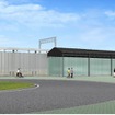 移設・改築される東武桐生線阿左美駅のイメージ。1面1線の構内を持つ木造平屋建てとなる。