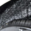 タイヤハウスの鉄板部分に施行することで車室内に侵入するノイズを削減できる