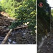 最も被害が大きい海浦～佐敷間の佐敷トンネルの状況（7月30日時点）。トンネル出口から70～80m程度の付近。岩石とともに大量の木が流れ込んだ。