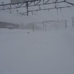函館本線岩見沢駅構内の降雪状況（2月24日8時30分時点）。