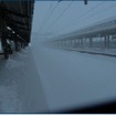 函館本線岩見沢駅構内の降雪状況（2月24日8時30分時点）。