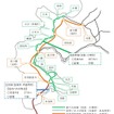 北海道新幹線と並行在来線の関係。厳密には小樽～札幌間も並行在来線に入るが、同区間はJR北海道が引き続き運行する。