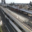 高架化工事中の竹ノ塚駅。