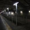 7月の深夜、上越国境を抜ける新清水トンネル内にある、「もぐら駅」こと土合駅の下りホームに185系がやってくる。