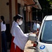 笠間稲荷神社、車の茅の輪くぐり