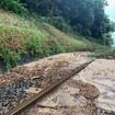 一畑電車北松江線伊野灘～一畑口間の被災現場。