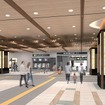 今後の福井新駅舎は内装や設備の工事が進められる。画像はコンコースのイメージ。