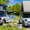 純正ルーフテントを装着したMINIの電動2車種。MINI『カントリーマン』（日本名：MINI『クロスオーバー』）のPHVとMINI『ハッチバック』のEV