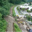 中央本線木曽平沢～贄川間の土砂流入現場（8月16日）。