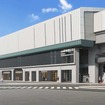 「雑餉隈新駅」のイメージ。基本コンセプトは高架化される春日原駅、白木原駅、下大利駅と共通で「街のエントランスをつくる」。駅舎は白をベースに若草色をアクセントに添えたものに。