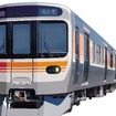 315系の車体デザイン。前面にもJR東海のコーポレートカラーが入る。2022年夏以降は順次、非常走行用蓄電装置が搭載され、停電時などで最寄り駅までの走行が可能となる。